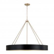  453061RK - 6-Light Modern Circular Metal Chandelier in Matte Black with Painted Matte Brass Interior