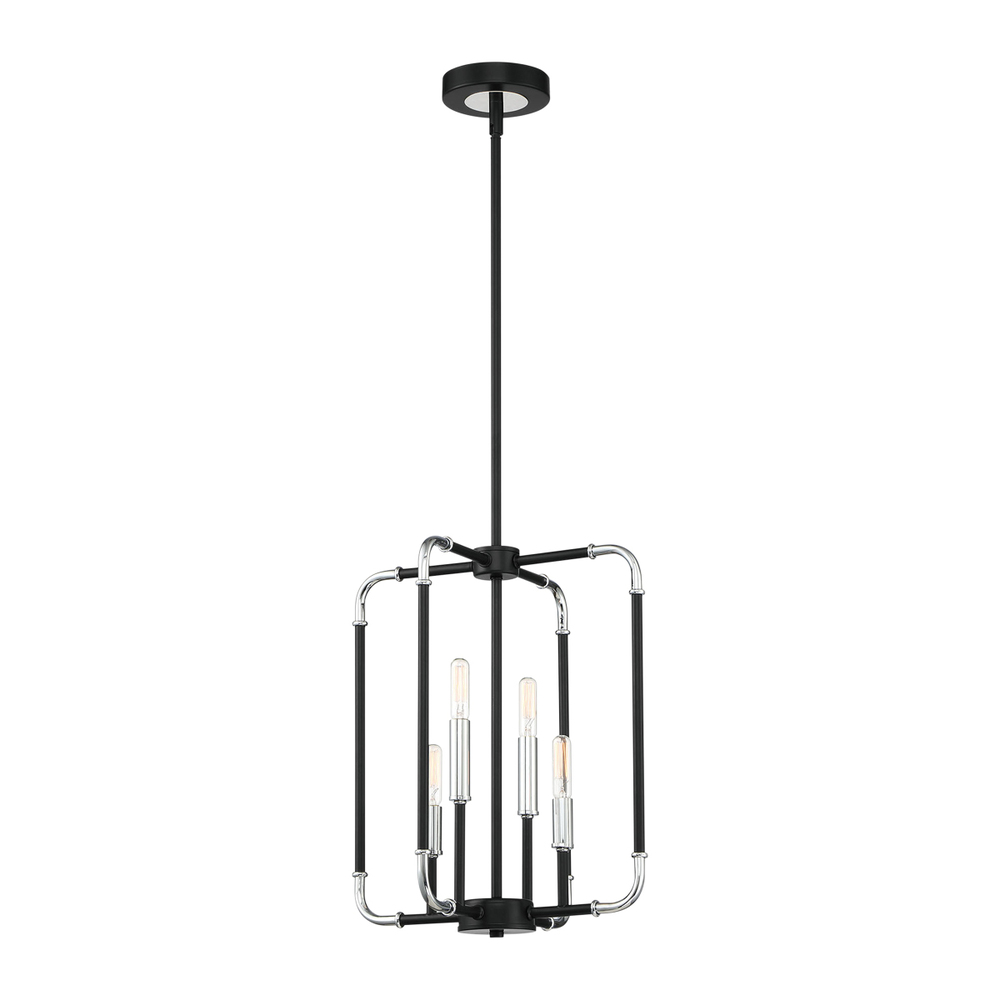 Percy, Chandelier, 4LT , Chr/blk