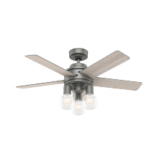  50597 - Hunter 44 inch Hardwick Matte Silver Ceiling Fan with LED Light Kit and Handheld Remote