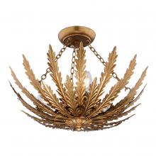  C0319 - Ozette 18-in. W 3 Light Semi-Flush Mount Heritage Gold