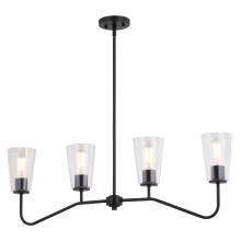 Vaxcel International H0285 - Beverly 36-in 4 Light Linear Chandelier Matte Black