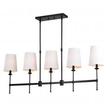  H0289 - Camden 45.5-in 5 Light Linear Chandelier Matte Black