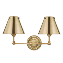  MDS102-AGB-MS - 2 LIGHT WALL SCONCE W/ METAL SHADE