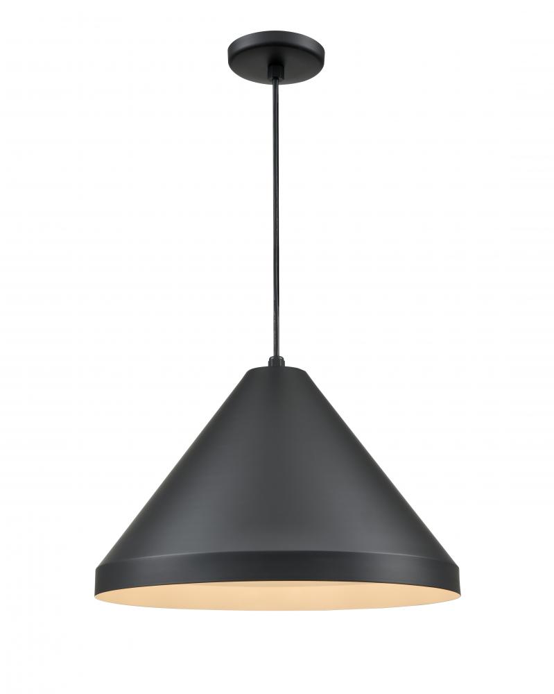 R Series 1-Light Cord Hung Cone Satin Black