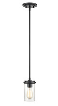 Millennium 3811-MB - Taos 1-Light Mini-Pendant light Matte Black/Wood Grain