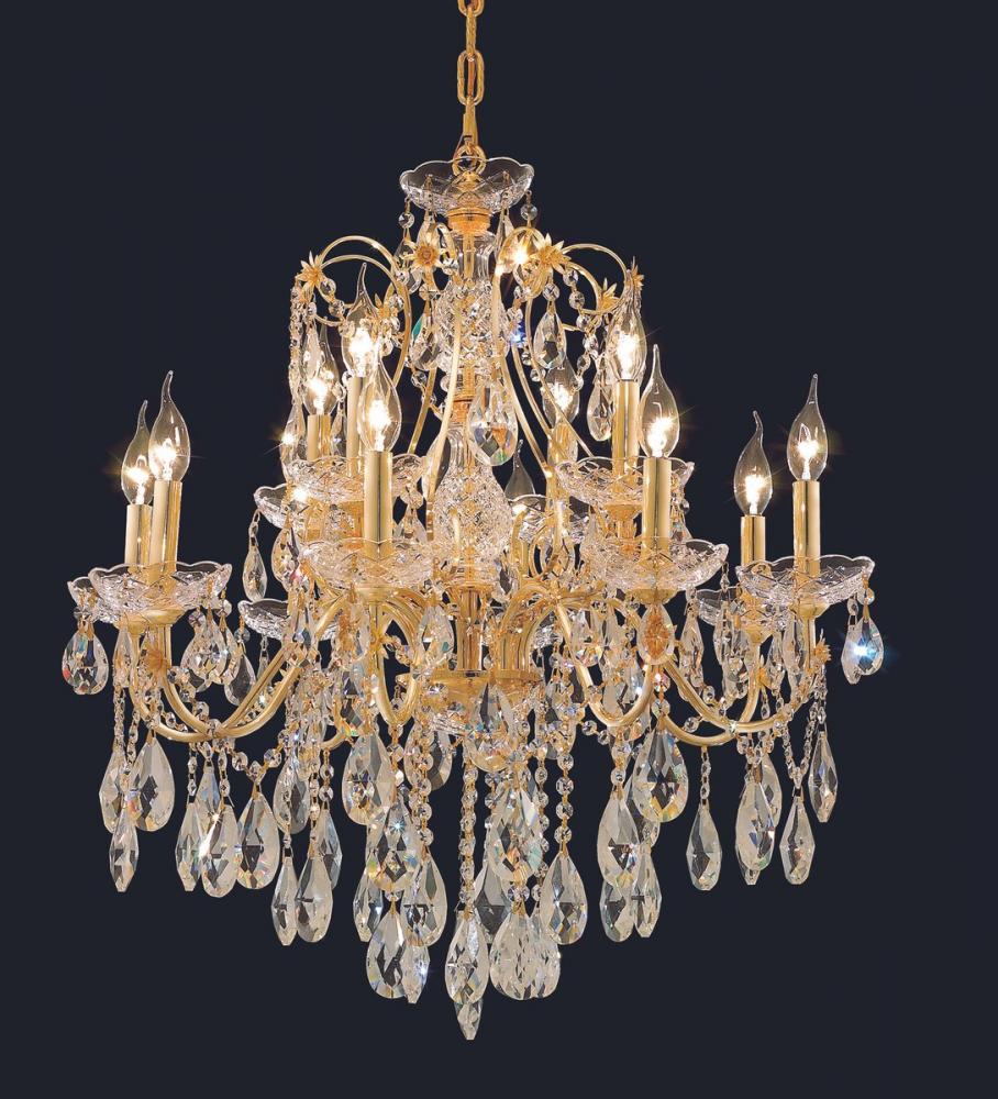 St. Francis 12 Light Gold Chandelier Clear Royal Cut Crystal