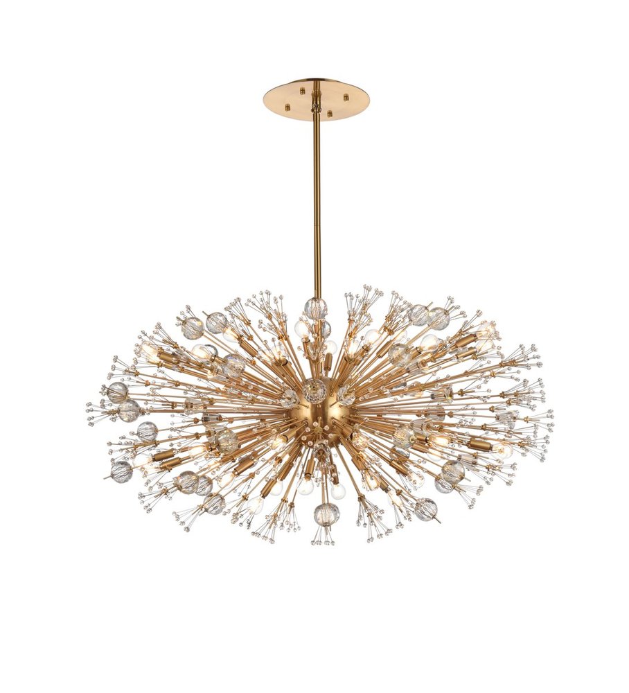 Vera 48 Inch Crystal Starburst Oval Pendant in Gold