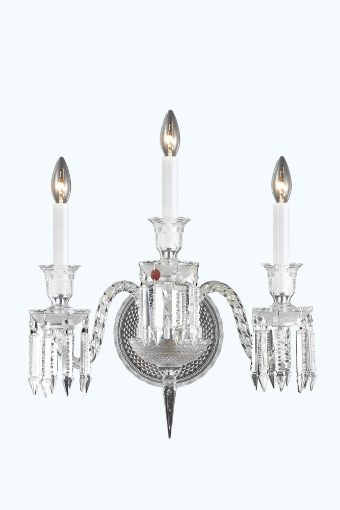 Majestic 3 light Chrome Wall Sconce Clear Elegant Cut Crystal