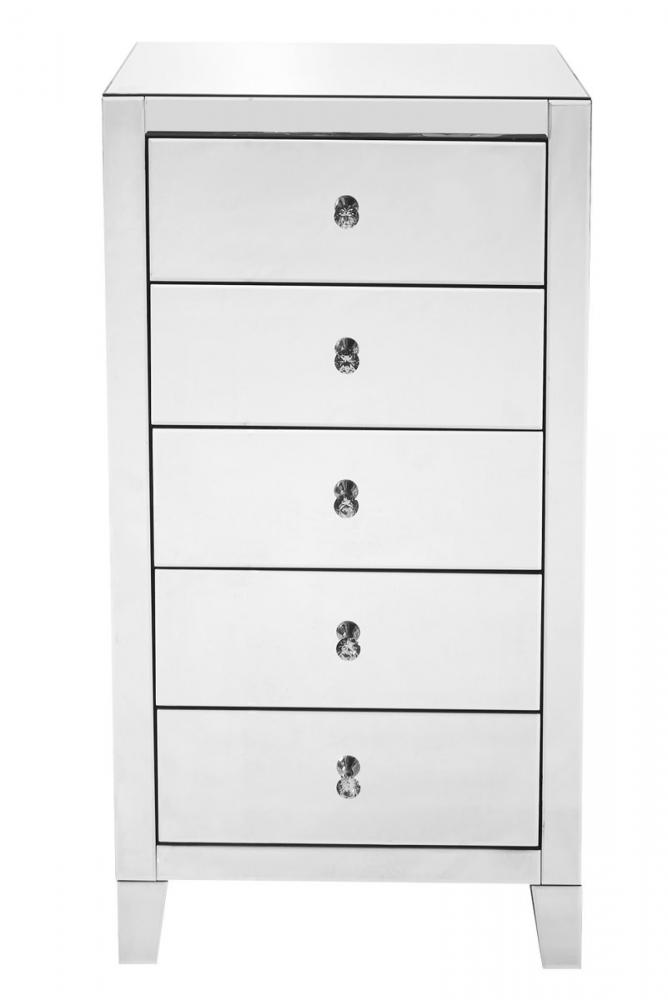 5 Drawer Chest 24 Inx18 Inx45 In.in Clear Mirror