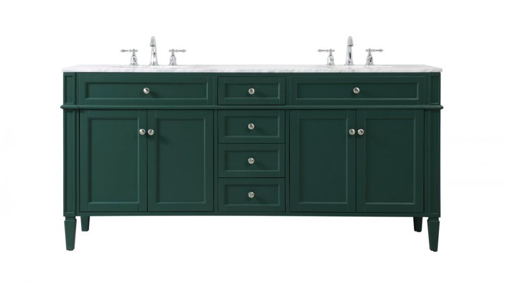 72 Inch Double Bathroom Vanity in Green