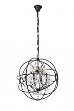 Elegant 1130D25DB/RC - Geneva 6 Light Dark Bronze Chandelier Clear Royal Cut Crystal