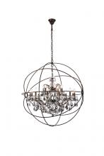 Elegant 1130G43DB-SS/RC - Geneva 18 Light Dark Bronze Chandelier Silver Shade (Grey) Royal Cut Crystal