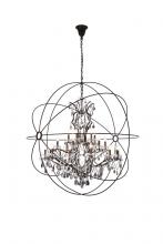 Elegant 1130G60DB-SS/RC - Geneva 25 Light Dark Bronze Chandelier Silver Shade (Grey) Royal Cut Crystal