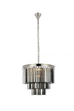  1201D20PN-SS/RC - Sydney 9 Light Polished Nickel Chandelier Silver Shade (Grey) Royal Cut Crystal