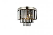  1201F20PN-SS/RC - Sydney 9 Light Polished Nickel Flush Mount Silver Shade (Grey) Royal Cut Crystal