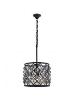  1206D14MB-SS/RC - Madison 4 Light Matte Black Pendant Silver Shade (Grey) Royal Cut Crystal