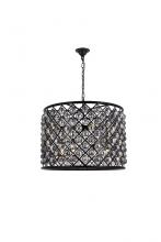  1206D27MB-SS/RC - Madison 8 Light Matte Black Chandelier Silver Shade (Grey) Royal Cut Crystal