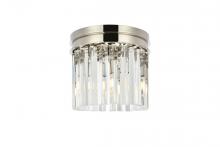  1208F12PN/RC - Sydney 3 Light Polished Nickel Flush Mount Clear Royal Cut Crystal