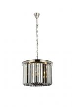  1238D20PN-SS/RC - Sydney 6 Light Polished Nickel Pendant Silver Shade (Grey) Royal Cut Crystal