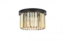  1238F16MB-GT/RC - Sydney 3 Light Matte Black Flush Mount Golden Teak (Smoky) Royal Cut Crystal