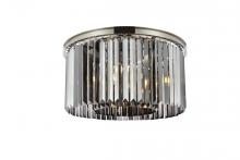  1238F26PN-SS/RC - Sydney 8 Light Polished Nickel Flush Mount Silver Shade (Grey) Royal Cut Crystal