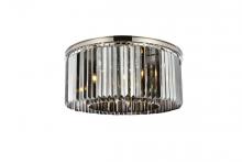 Elegant 1238F31PN-SS/RC - Sydney 8 Light Polished Nickel Flush Mount Silver Shade (Grey) Royal Cut Crystal