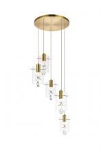 Elegant 5202D19G - Hana 5 Lights Gold Pendant