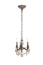 Elegant 9103D10PW-GT/RC - Lillie 3 Light Pewter Pendant Golden Teak (Smoky) Royal Cut Crystal