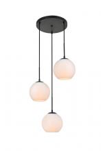  LD2209BK - Baxter 3 Lights Black Pendant with Frosted White Glass