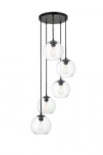 Elegant LD2226BK - Baxter 5 Lights Black Pendant with Clear Glass