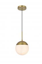  LD6026SG - Eclipse 8 Inch Pendant Frosted White Shade in Satin Gold