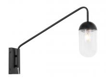  LD6174BK - Kace 1 light Black and Clear glass wall sconce