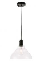  LD6219BK - Gil 1 light Black and Clear seeded glass pendant