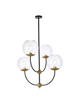  LD652D30BRK - Lennon 31.5 inch pendant in black and brass with clear shade