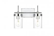  LD7319W14CH - Benny 2 light Chrome and Clear Bath Sconce