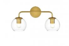  LD7321W19BRA - Genesis 2 light Brass and Clear Bath Sconce