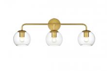  LD7321W28BRA - Genesis 3 light Brass and Clear Bath Sconce