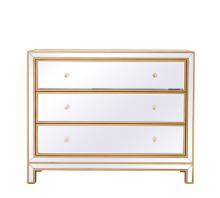 Elegant MF72019G - Chest 3 drawers 40in. W x 16in. D x 32in. H in gold