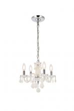 Elegant V7804D15WH-WH/RC - Rococo 4 Light White Pendant White Royal Cut Crystal