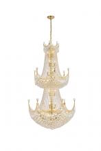 Elegant V8949G36G/RC - Corona 36 Light Gold Chandelier Clear Royal Cut Crystal