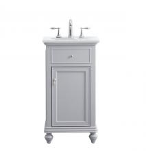 Elegant VF12319GR-VW - 19 Inch Single Bathroom Vanity in Light Grey with Ivory White Engineered Marble