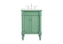  VF13024VM-VW - 24 inch Single Bathroom vanity in vintage mint with ivory white engineered marble