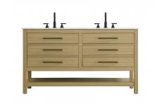  VF60554DMHB - 54 inch Double Bathroom Vanity in Honey Brown