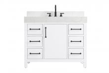  VF60642WH-BS - 42 inch Single Bathroom Vanity In White with backsplash