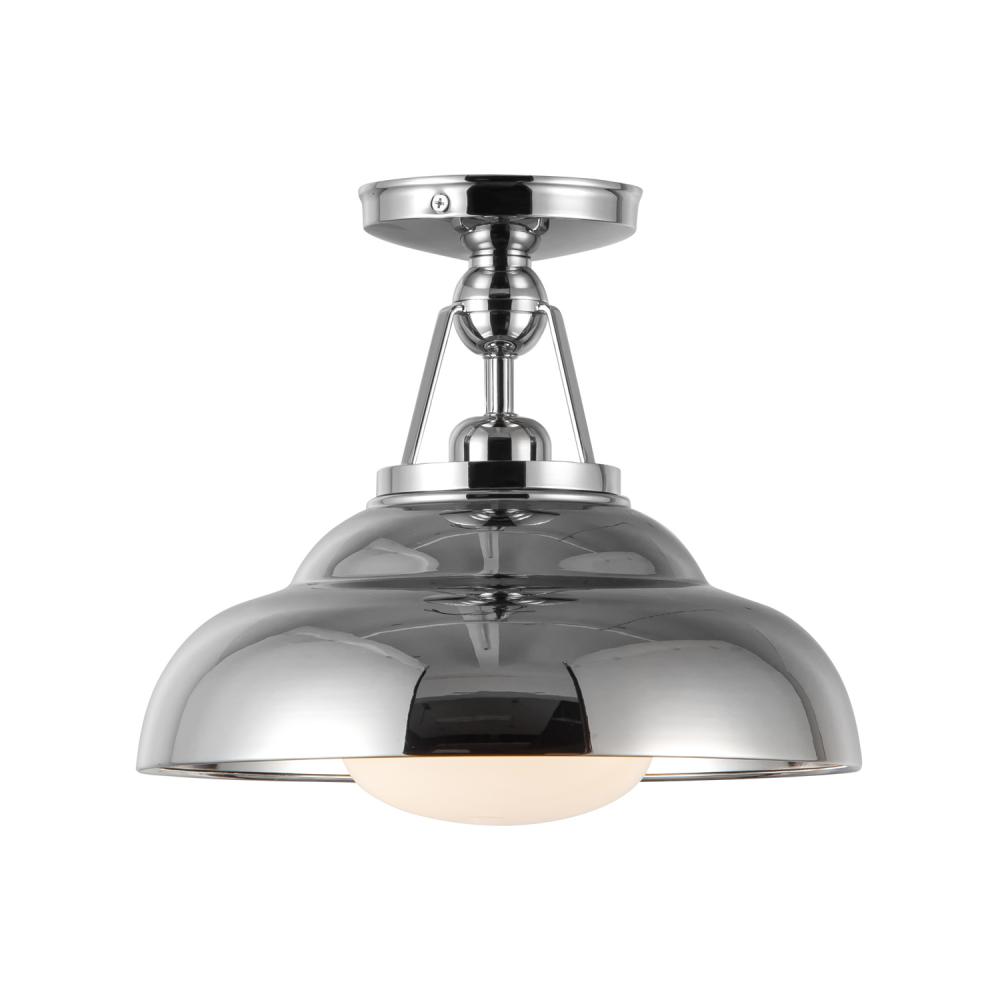 Palmetto 12-in Polished Nickel/Glossy Opal 1 Light Semi Flush Mount