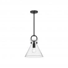  PD412511MBCL - Emerson 11-in Matte Black/Clear Glass 1 Light Pendant