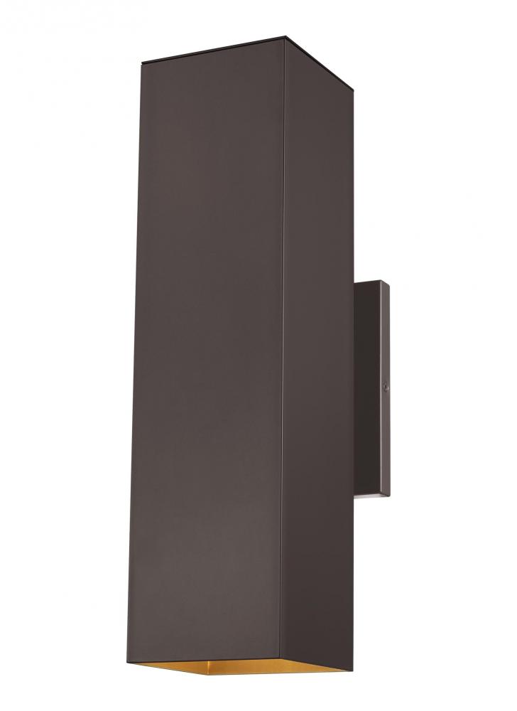 Pohl modern 2-light outdoor exterior Dark Sky compliant large wall lantern in bronze finish with alu