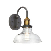  410-61W-BAB - 1 Light Wall Sconce, Black and Antique Brass Finish, Clear Glass