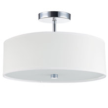  571-143SF-PC-WH - 3 Light Incandescent Semi Flush Polished Chrome Finish with White Shade