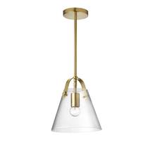  871-91P-AGB - 1 Light Incandescent Pendant, Aged Brass w/ Clear Glass